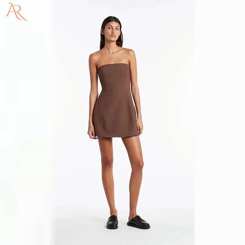 Women New Arrival Breathable Knit Fabric Strapless Sexy Mini Dress