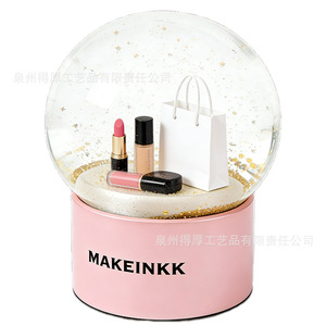 Makeinkk Crystal Snow Globe Pink Base Beauty Decorative <b>Illuminated</b> Gift Birthday Decoration - Product Image 1