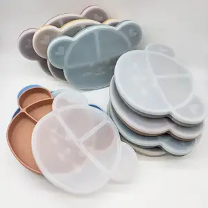 Nuovo prodotto personalizzato dorato fornitore di stoviglie per bambini facile da pulire piatti per bambini in Silicone