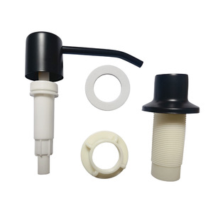 Distributeur de savon manuel moderne, tête de pompe noire, acier inoxydable 304, montage sur comptoir, bouteille PE personnalisable - Product Image 1