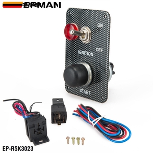 Botón de arranque del motor del coche de carreras EPMAN con 1 interruptor de palanca Panel de interruptor de encendido Drift 12V de fibra de carbono de EP-RSK3023 - Product Image 1