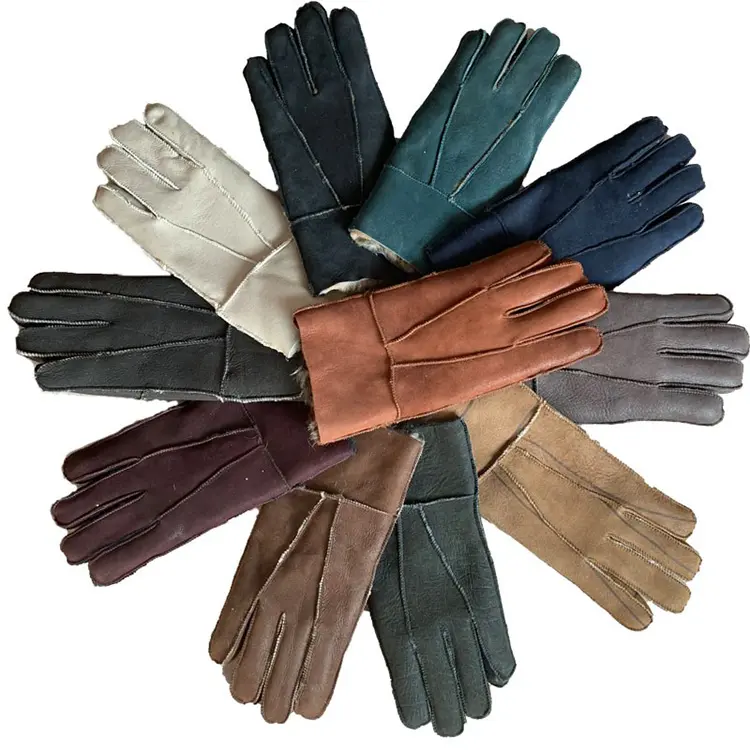 Customizable Colours Glove Daily Life Usage Sheepskin Gloves High Quality Black Mittens Whole Leather Fur Mitten Suede