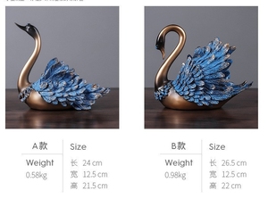 Tùy Chỉnh Nghệ Thuật Hiện Đại Điêu Khắc Sang Trọng Nhà Bàn Trang Trí Nội Thất Đám Cưới Đồ Trang Trí Đồ Trang Trí Nhựa Thủ Công Thiên Nga Vài Vàng Đen Bạc Thiên Nga Bức Tượng - Product Image 4