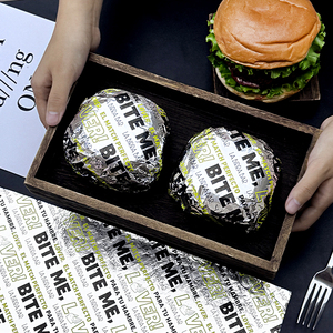 Bánh mì kẹp thịt an toàn nhôm lá Burger <span class=keywords><strong>wrapper</strong></span> cấp thực phẩm mỡ kháng Takeaway bọc nhiệt bảo quản cho thức ăn nhanh - Product Image 4