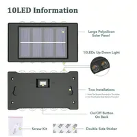 Lampe murale solaire 4/6/8/10 LED, éclairage décoratif pour cour et rue, extérieur, étanche, éclairage lumineux vers le haut et vers le bas, lampe de jardin, lampe de paysage