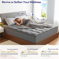 Surmatelas en mousse à mémoire de forme double couche 4 pouces Cal King Size, gel rafraîchissant, écologique, 300 fils au pouce carré, poches profondes élastiques, gris