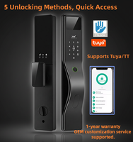 Cerradura Inteligente de Seguridad con App Tuya/TT Lock para Desbloqueo por Huella Dactilar, Grado C, Fácil Instalación, para Puerta Principal Exterior de Aluminio/Latón