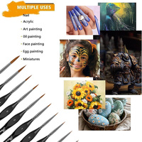 Panwenbo-Lot de 10 pinceaux miniatures en nylon pour peinture artistique, détails fins, pour modèles acryliques et aquarelles à l'huile