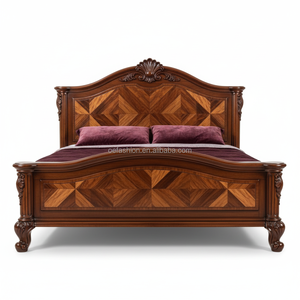 Muebles de Dormitorio Estilo Victoriano OE-FASHION, Acabado en Caoba, Cama con Incrustaciones de Diamantes, Diseño Clásico - Product Image 1