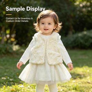 Custom Unisex Baby Clothing 2Pcs Set 100% Cotton Tutu Dress &amp; Faux Fur Vest Casual Spring Infant <strong>Toddler</strong> Outfit - Product Image 2