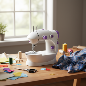 Machine à coudre électrique portable avec lumière LED et pédale à 2 vitesses, modèle en plastique blanc Cjjt247768801az - Product Image 2