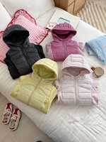 Veste chaude légère à capuche zippée en polyester matelassé patchwork pour enfants, col montant, collection 2026, pour les plus grands