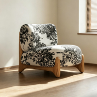 Fauteuil individuel de salon pour balcon Tenghang KTY005, design moderne, mousse à mémoire de forme, ergonomique, chaise de loisirs en bois massif