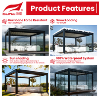 Pérgola Bioclimática Motorizada de Aluminio para Exteriores, Ecológica, Moderna, con Techo de Láminas, Impermeable, Protección Solar, Gazebo