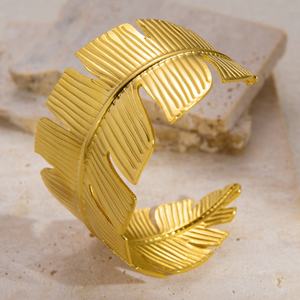 Women's Waterproof Stainless Steel Adjustable Irregular <b>Charm</b> Bracelet 18K Electroplated with Opening Trendy Style - Product Image 2