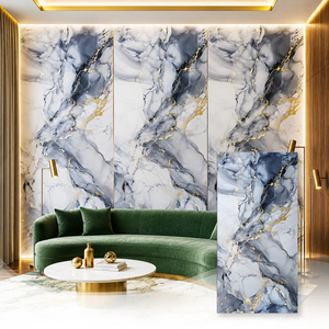 Panneau mural brillant en PVC imitation marbre 1220x2440mm, plaque UV, imperméable, ignifuge B1, revêtement intérieur pour projets hôteliers - Product Image 5