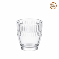 Verres à boire en verre côtelé OEM ODM, 320-375 ml, verres à café en verre trempé transparent pour restaurant, café