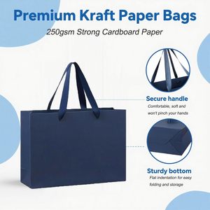 Sacs en papier recyclé écologiques personnalisés avec logo, couleur et poignées en ruban pour l'emballage de bijoux, montres, lunettes - Sacs cadeaux de luxe - Product Image 3