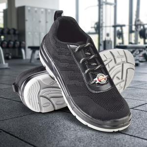 Chaussures de sécurité antistatiques noires à embout en acier, baskets de travail en maille, semelle extérieure en PU double densité, protection à lacets pour usine - Product Image 2