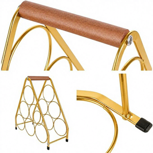 Moderno Portavasos de Vino de Latón con Asa de Madera Maciza, Diseño Minimalista para Muebles del Hogar - Product Image 2