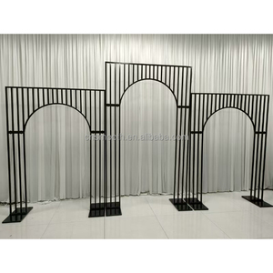 <span class=keywords><strong>Arche</strong></span> de mariage <span class=keywords><strong>rectangulaire</strong></span> en métal noir et or robuste de 8 pieds, cadre pour ballons floraux 3D, support de toile de fond - Product Image 5