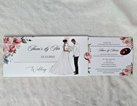 Invitations de mariage personnalisées sur le thème de l'amour des mariés à peau foncée, imitation antique, lavables, avec enveloppe coulissante, imprimées numériquement