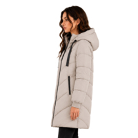 Kadın Vintage Uzun Kapüşonlu Kapitone Parka Mont Fermuarlı Kapatma Sıcak Kışlık Şişme Mont Özel OEM ODM