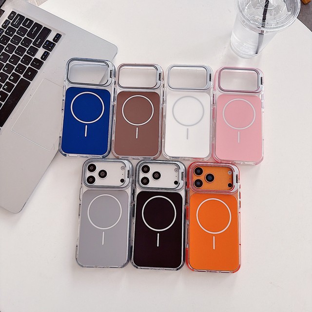 Official Color Backboard Magnetic case for iPhone 17 Air 17 16 15 14 Plus 18 13 12 11 Pro Max Lens Protection Bracket Cover