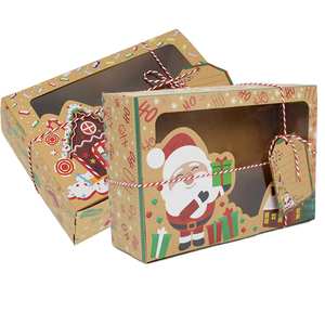 Grande Scatola Ecologica in Carta Kraft per Dolci Natalizi e Regali, con Pupazzo di Neve, Babbo Natale e Biglietto Regalo - Product Image 2