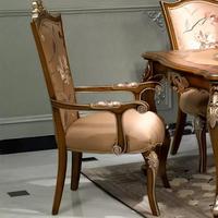 Französisches Massivholz-Esszimmer-Set mit 6 Stühlen, Antiker Handgeschnitzter Esstisch mit Blattgold für Zuhause und Restaurant, Individuelle Anpassung Möglich