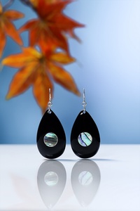 Minh Giang Craft Premium Buffalo Horn Fashion Stud Earrings Decorated with Authentic Shiny Organic <b>Abalone</b> <b>Shell</b> - Product Image 3