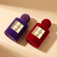 Flacon de parfum en verre floqué rond de luxe personnalisé OEM, 30 ml, 50 ml, 100 ml, flacon de parfum floqué avec boîte