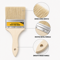Pinceau à peinture SUNRISE avec manche en bois, 1 à 4 pouces, poils naturels, pinceaux plats pour la peinture murale, décoration DIY