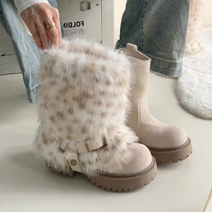 Nuovi Stivali da Neve Staccabili Tinta Unita 2025 Autunno/Inverno con Pelliccia Comodi Antiscivolo Caldi Stivaletti da <span class=keywords><strong>Donna</strong></span> - Product Image 2