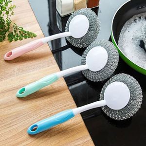 Juego de estropajos de acero inoxidable personalizados al por mayor con mango, almohadillas metálicas para fregar, herramienta de limpieza de cocina - Product Image 6