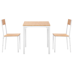 <b>Dining</b> Table Set With 2 <b>Chairs</b> <b>White</b> Frame Beech <b>Wood</b> Top Square Design For Home Kitchen Use - Product Image 4
