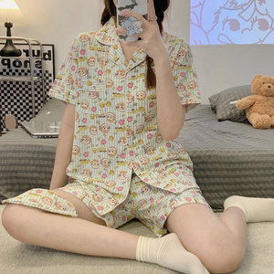Bộ Đồ Ngủ Nữ Dễ Thương Phim Hoạt Hình Hàn Quốc Mỏng Ngắn Tay Áo Bộ Đồ Ngủ Phù Hợp Với Mùa Hè Thích Hợp Cho Mặc Hàng Ngày - Product Image 5