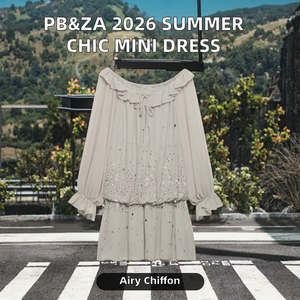 Robe courte à paillettes superposées pour femmes, col bateau à volants, robe d'été décontractée ample - Product Image 2
