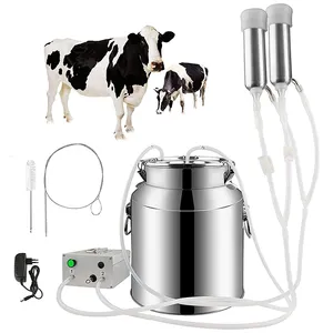 Portable Cow Milking Machine 7L Pulsation Vacuum Pump Milker Electric Livestock Milking Equipment w/Food-Grade Bucket