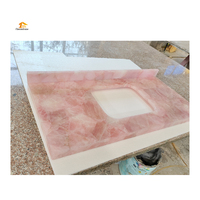 Lavabo personnalisé de luxe en marbre rose solide Onyx cristal de quartz rose