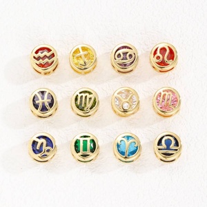 Collar <span class=keywords><strong>de</strong></span> cadena para clavícula con <span class=keywords><strong>signo</strong></span> del zodíaco hueco <span class=keywords><strong>de</strong></span> doble cara, chapado en oro <span class=keywords><strong>de</strong></span> 18k, con circonita colorida <span class=keywords><strong>de</strong></span> 12 meses, ¡Gran oferta! - Product Image 2