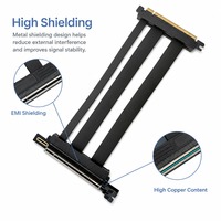 Câble Riser GPU à Montage Vertical PCIe 5.0 X16 128 Go/s, Extension de Carte Graphique Double Rangée avec Blindage EMI pour Serveur
