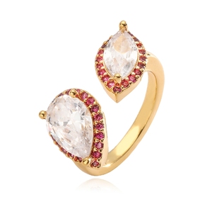 Cincin berlapis emas hiasan perhiasan <span class=keywords><strong>Saudi</strong></span> kustom desain wanita <span class=keywords><strong>18K</strong></span> batu Cz hewan lucu modis - Product Image 3