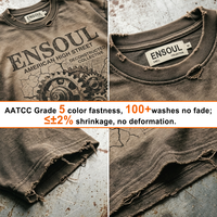 Streetwear Maßgeschneidertes DTG Digital Bedrucktes Vintage Gestricktes Grafik-T-Shirt für Herren Stonewashed Ausgebleicht Distressed 100% Baumwolle Übergroß