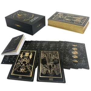 Jeu de cartes de tarot personnalisé avec 78 cartes dorées, pour débutants, impression sur papier, avec guide, pour fêtes et jeux - Product Image 4
