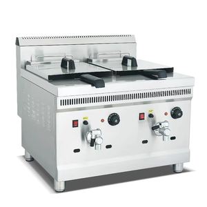 Gazlı Fritöz 2 Hazneli Tezgah Üstü Büyük Kapasiteli Kızarmış Domuz Pirzolası Tavuk Göğsü Çıtır Kızarmış Tavuk Patates Cipsi Kızarmış Tempura İçin - Product Image 3