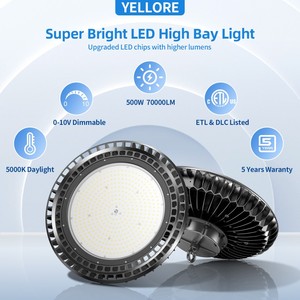 EN STOCK EN EE. UU. Lámpara Industrial UFO de 400W para Garaje, Almacén, Taller, Fábrica, IP65, Aluminio, Comercial e Industrial, con Certificación DLC - Product Image 2