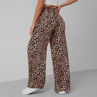 Pantalon droit ample à imprimé léopard pour femme, taille haute élastique, décontracté, vintage et tendance – Prix de gros