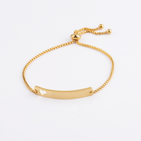 Bracelet Personnalisé Ajustable avec Nom Gravé au Laser, en Acier Inoxydable Plaqué Or, Pendentif Cœur ou Barre Vierge