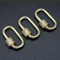 Fermoir mousqueton ovale plaqué or avec zircon, boucle de connexion en cuivre pour la fabrication de colliers